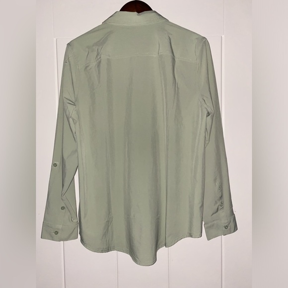 Eddie Bauer Shirt Classic Button Roll Tab‎ Cuff Outdoor Trails Hiking Women L - Picture 9 of 9